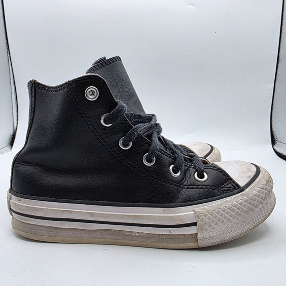 Converse Chuck Taylor Eva Lift Kids Size 1 Black White Platform Shoes A01015C - Picture 12 of 13
